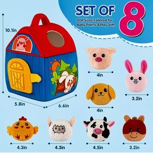 Portable Soft Fabric Barn & 7 Plushie Farm Animals